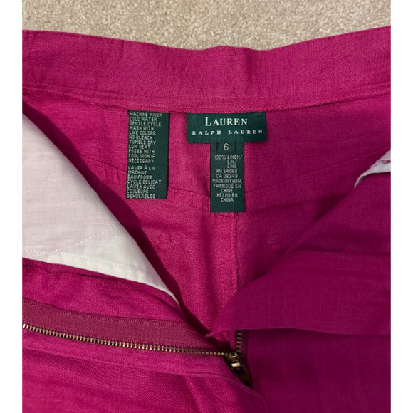 Lauren Ralph Lauren pink linen button-up skirt size 6 EUC - Picture 3 of 3
